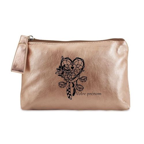 Porte monnaie dore pochette dreamcatcher et coeur