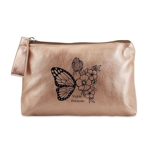 Porte monnaie dore pochette femme et papillon a fleur