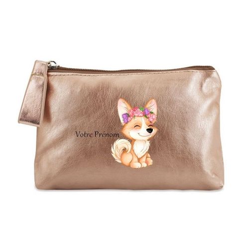 Porte monnaie dore pochette renard a fleurs