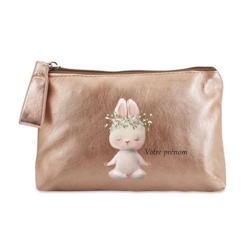 Porte monnaie dore pochette lapin yoga zen