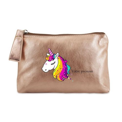 Porte monnaie dore pochette licorne arc en ciel