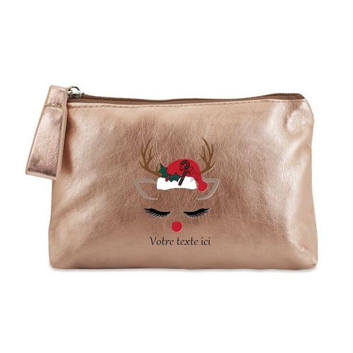 Porte monnaie dore pochette renne de noel