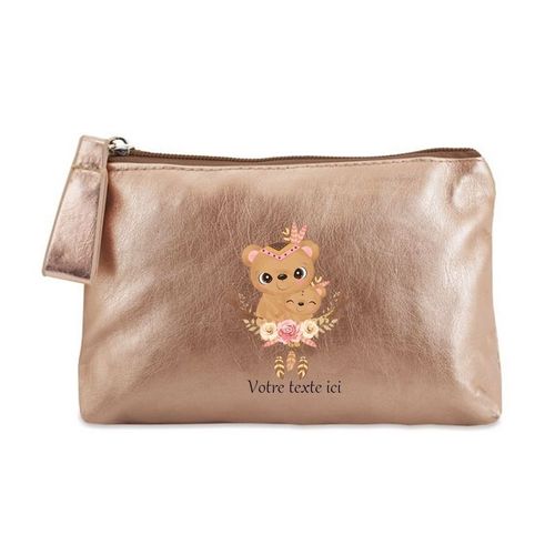 Porte monnaie dore pochette ourson maman
