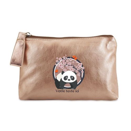 Porte monnaie dore pochette panda et fleur de cerisier