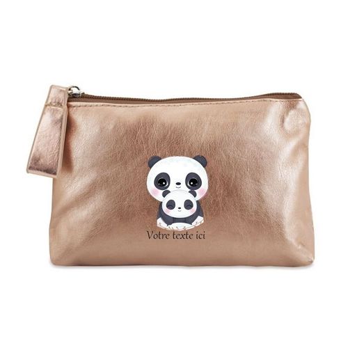 Porte monnaie dore pochette panda et maman