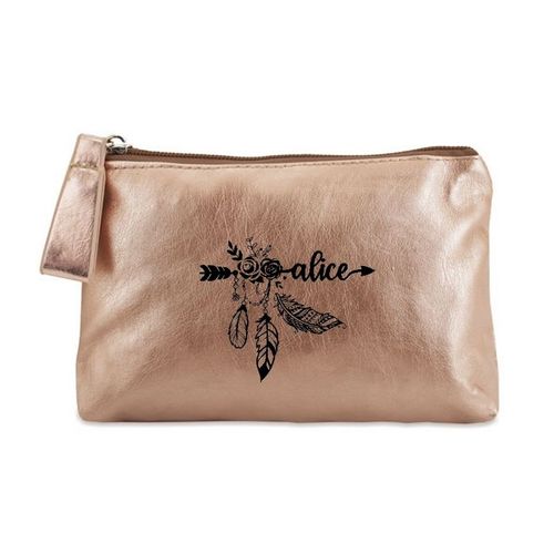 Porte monnaie dore pochette prenom fleur