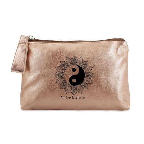 Porte monnaie dore pochette yin yang mandala