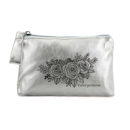 Porte monnaie argent pochette bouquet line art