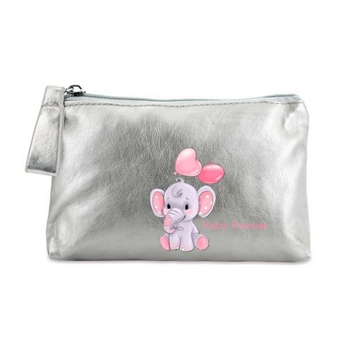Porte monnaie argent pochette elephant et coeur