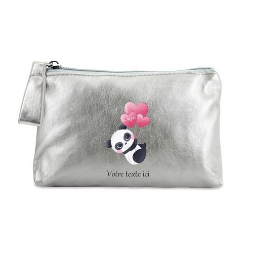 Porte monnaie argent pochette panda et ballon