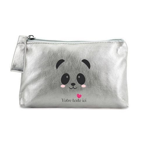 Porte monnaie argent pochette panda et coeur