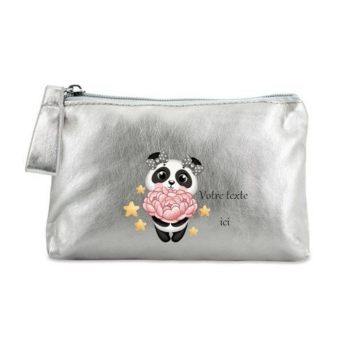 Porte monnaie argent pochette panda et etoile