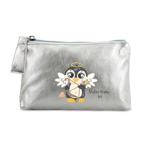 Porte monnaie argent pochette pingouin ange love