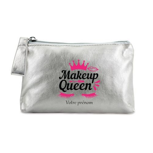 Porte monnaie argent pochette makeup queen