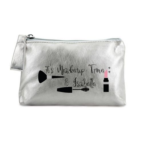 Porte monnaie argent pochette makeup time
