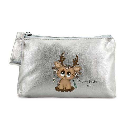 Porte monnaie argent pochette renne style kawaii