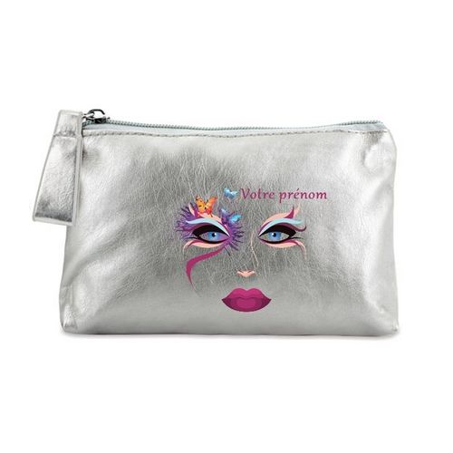 Porte monnaie argent pochette visage style makeup