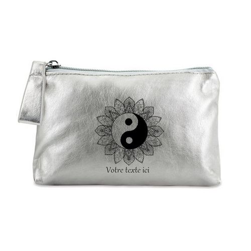 Porte monnaie argent pochette yin yang mandala