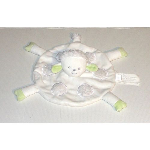 Doudou Mouton Creme Vert Kimbaloo - Peluche Mouton Agneau Nuages