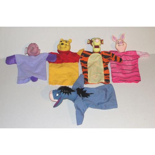 Marionnette Winnie L'ourson Nicotoy - Lot De 5 Peluche Tissus Disney Winnie Tigrou Bourriquet Porcinet Et Lumpy