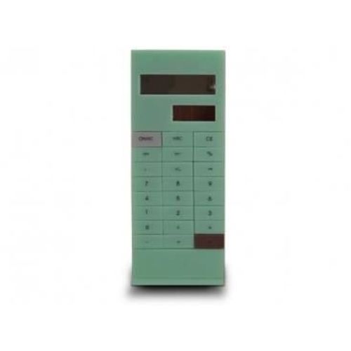 Calculatrice de poche avec pince à documents orange.