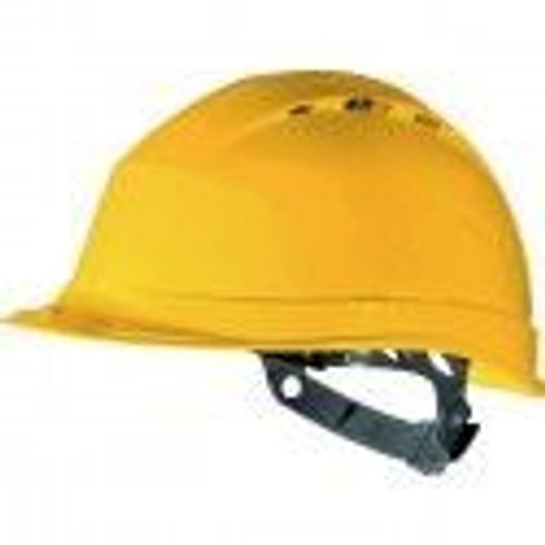 Casque ventilé protection de chantier serrage glissière réglable jaune DELTA PLUS