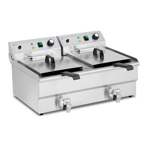 Friteuse électrique 2 x 16 litres 230 volts professionnel 3000 watts acier inoxydable Helloshop26 14_0003984