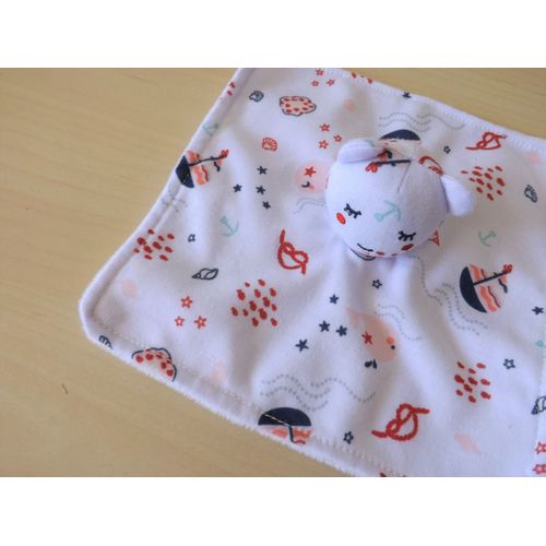 Doudou Ours Blanc Rouge Bleu Sergent Major