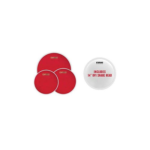 Evans Epp-Hruv1-R - Pack Rock - Peaux Hydraulic Rouges (10'', 12'', 16'') Et Peau De Frappe Pour Caisse Claire 14'' Uv1 Sablée