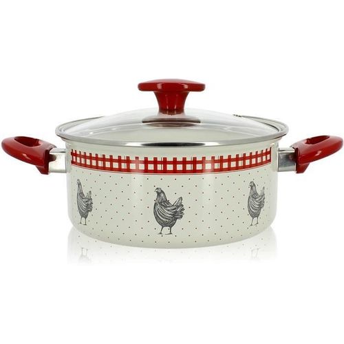 Thekitchenette 3645411 - Faitout 24cm/4.70l Jolie Cocotte - Acier Emaille - Compatible Gaz,Induction,Electrique Et Vitro-Ceramiq