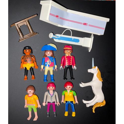 Playmobil Lot 14 - 6 Personnages Figurines 1 Licorne Mobilier Divers