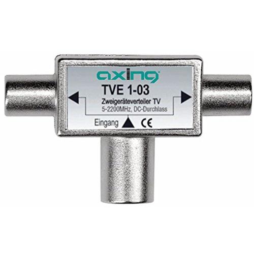 Axing TVE 1-03 TV Distributeur Répartiteur avec 2 x connecteur coaxial femelle (5-2200 MHz, TDT / SAT) avec passage CC