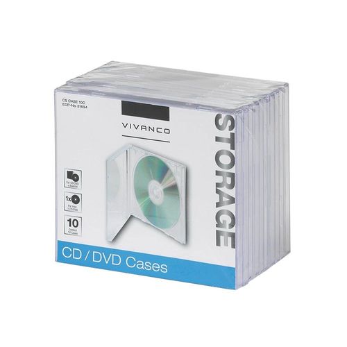 Vivanco Unknown Boîtier pour CD/DVD Lot de 10 - - Transparent