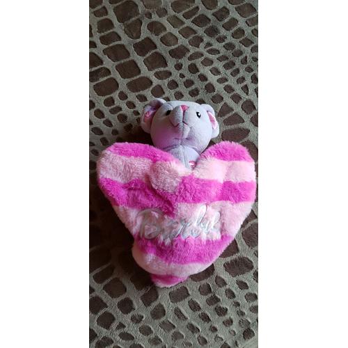 Peluche Rare Vintage Barbie Coeur Contenant Ourse Marque Mattel De 2001