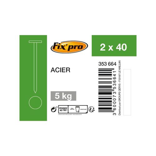 POINTE ACIER TP 2X40 /5KG