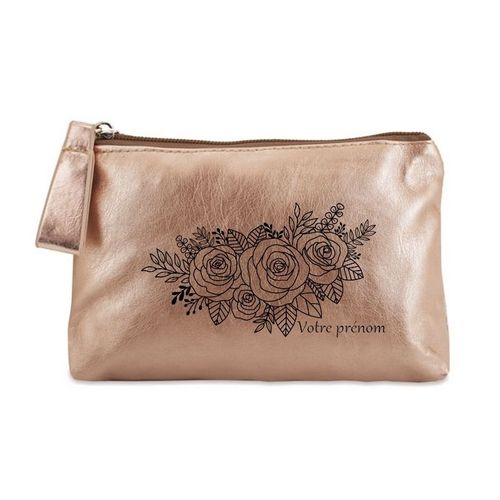 Porte monnaie dore pochette bouquet line art