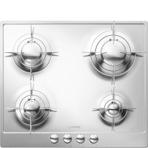 Smeg Piano Design P64ES - Table de cuisson au gaz - 4 plaques de cuisson - Niche - largeur : 55.5 cm - profondeur : 47.8 cm - inox poli