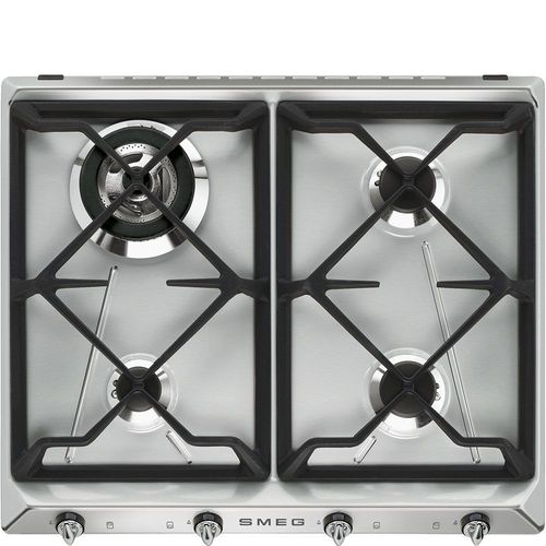Smeg Victoria SR964XGH - Table de cuisson au gaz - 4 plaques de cuisson - Niche - largeur : 55.5 cm - profondeur : 47.8 cm - acier inoxydable