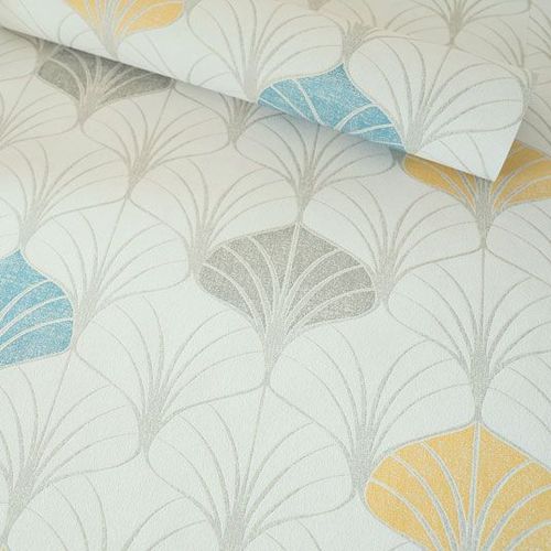Papier peint expansé sur intissé - Art déco - Palmes couleurs claires decoweb.com - Rouleau(x)