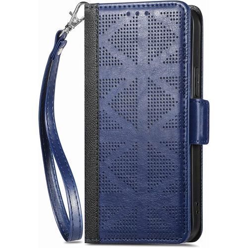 Coque Pour Iphone 7/8/Se 2020/Se 2022, [Fermeture Magnétique] Treillis Flip Case Multifonction, Housse Étui Cuir Pour Iphone 7/8/Se 2020/Se 2022 Protection, Bleu Bf26355