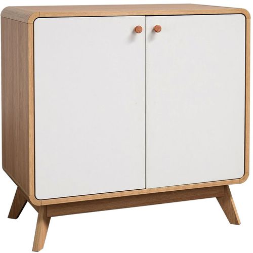 Armoire Avec 2 Portes En Effet Chêne Et Blanc