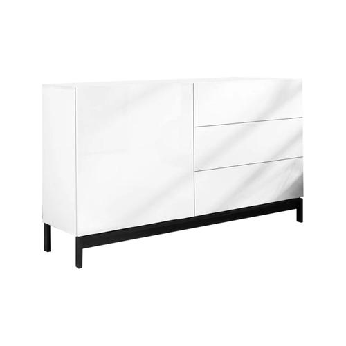 Buffet Effet Bois Blanc Brillant 110x40h48 Cm