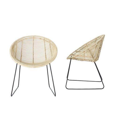 Bois Dessus Bois Dessous - Bohema Fauteuil En Rotin Et Métal (Lot De 2) - Naturel