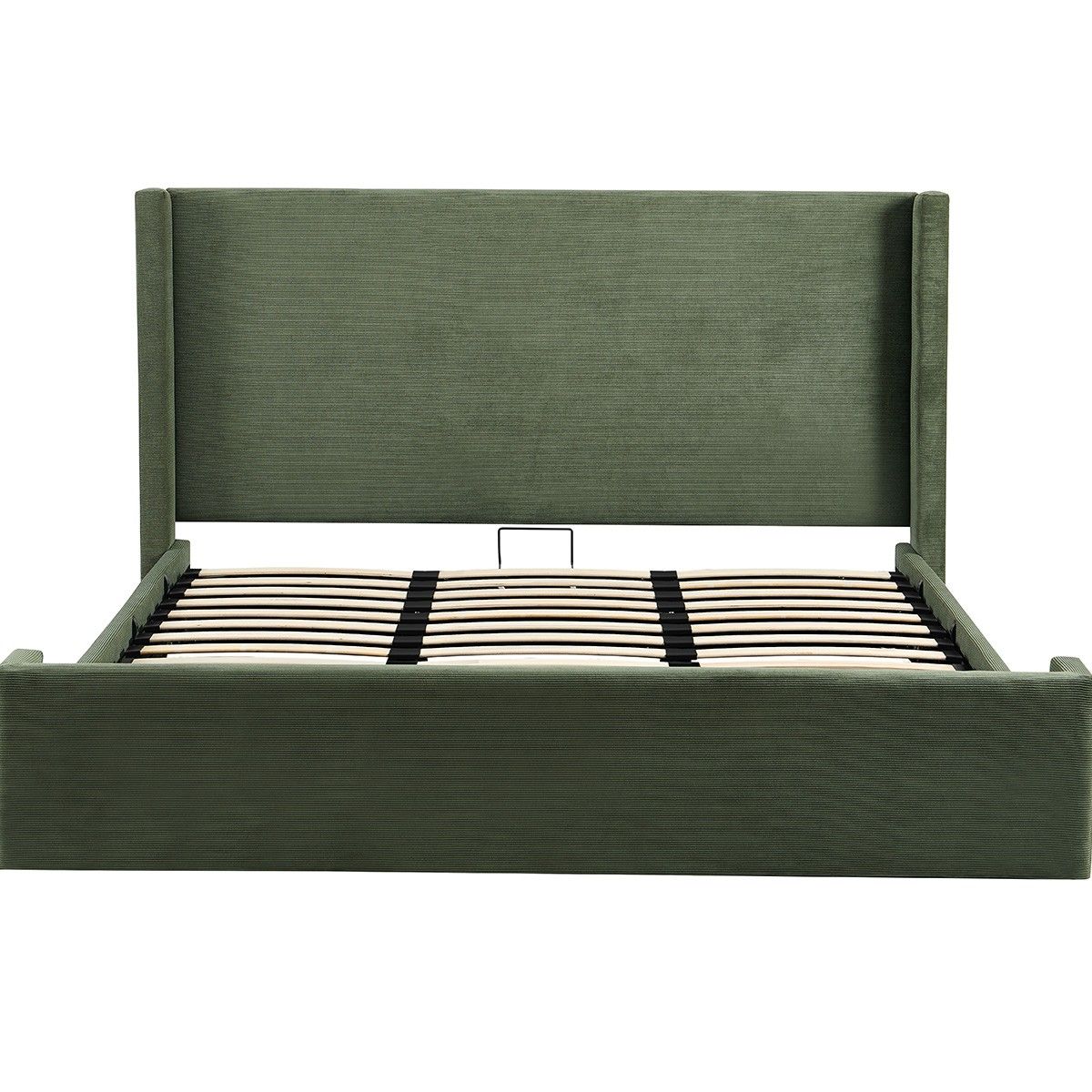 Lit Adulte 140x190 Cm, Tête De Lit Matelassée En Velours Côtelé Vert