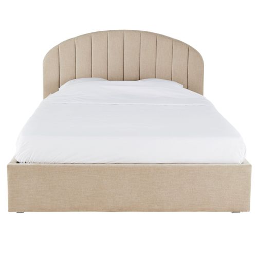 Lit Coffre Beige 140x190 Avec Sommier À Lattes