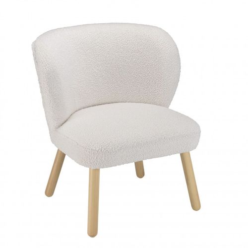 Fauteuil 61x56x71 Cm En Tissu Bouclette Blanc Et Bois - Ivvi