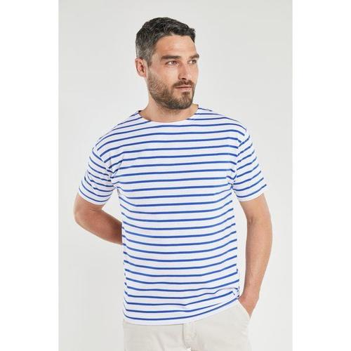 Marinière Manches Courtes - Coton Léger Homme Blanc/Etoile Xl