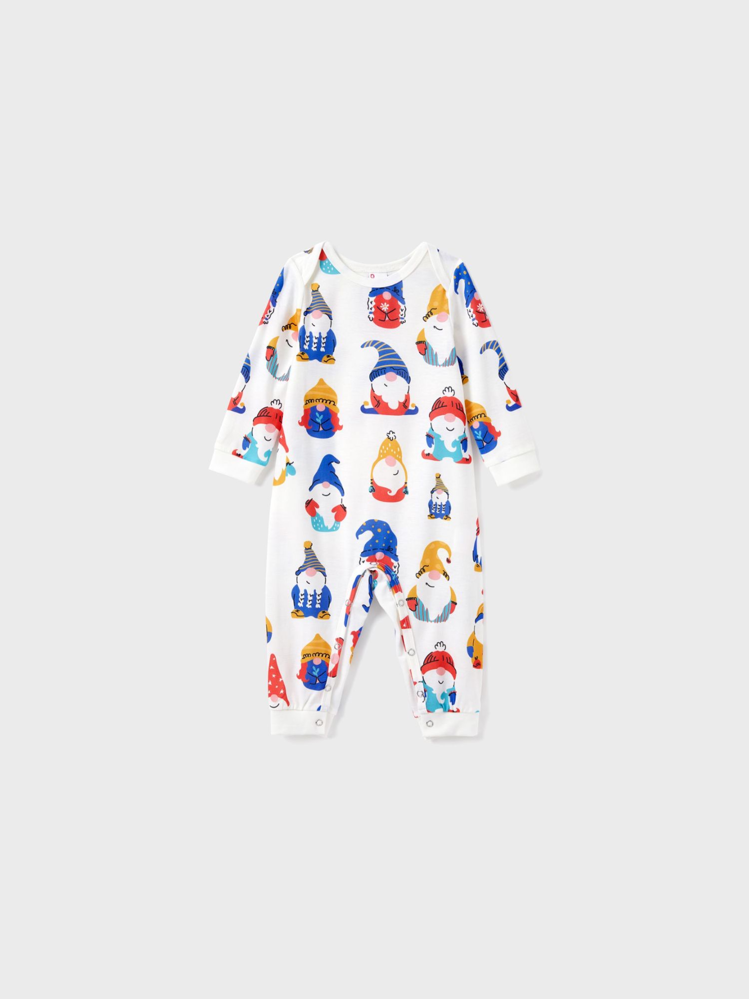 Pyjama De Noël Famille Assorti Allover Coloré Gnome Motif Manches Longues Pyjamas Ensembles