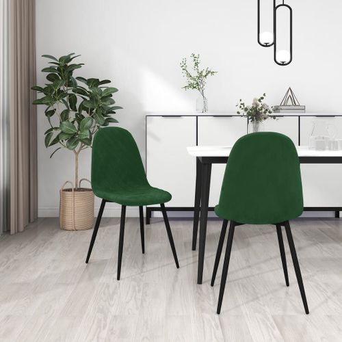 Vidaxl Chaises De Salle À Manger 2 Pcs Vert Foncé Velours