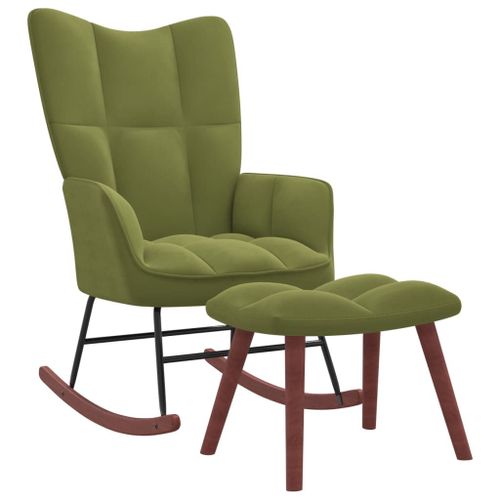 Vidaxl Chaise À Bascule Avec Repose-Pied Vert Clair Velours